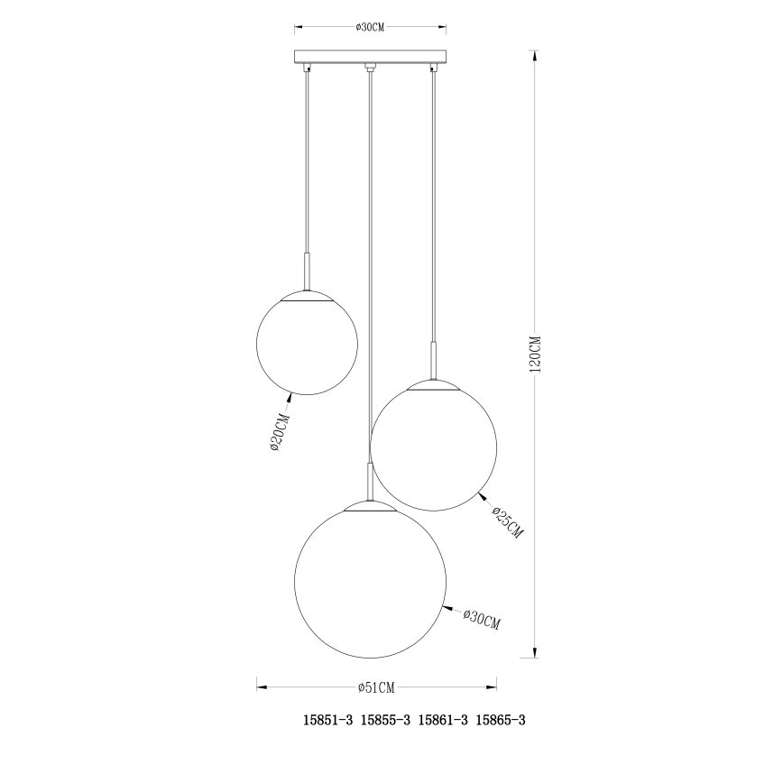 Globo - Kattokruunu johdossa 3xE27/40W/230V halkaisija 51 cm