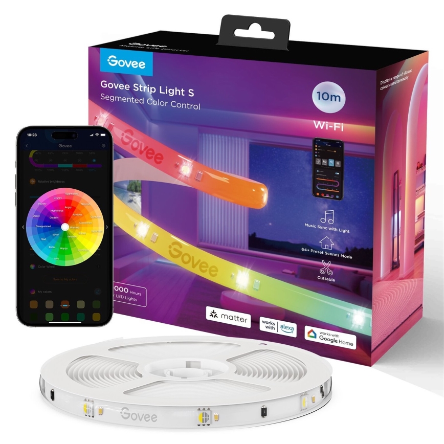 Govee - Wi-Fi RGBICW Smart PRO LED-nauha 10m MATTER - erityisen kestävä