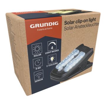 Grundig - LED aurinkokennovalo anturilla CLIP-ON LED/4W/3,7V IP44