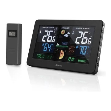 Hama - Sääasema värillisellä LCD-näytöllä ja herätyskellolla + USB musta
