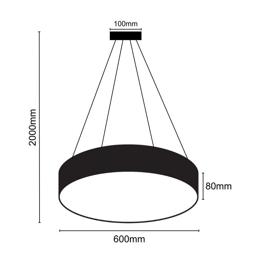 Himmennettävä LED-kattokruunu johdossa LED/50W/230V 3000-6500K musta + kauko-ohjaus