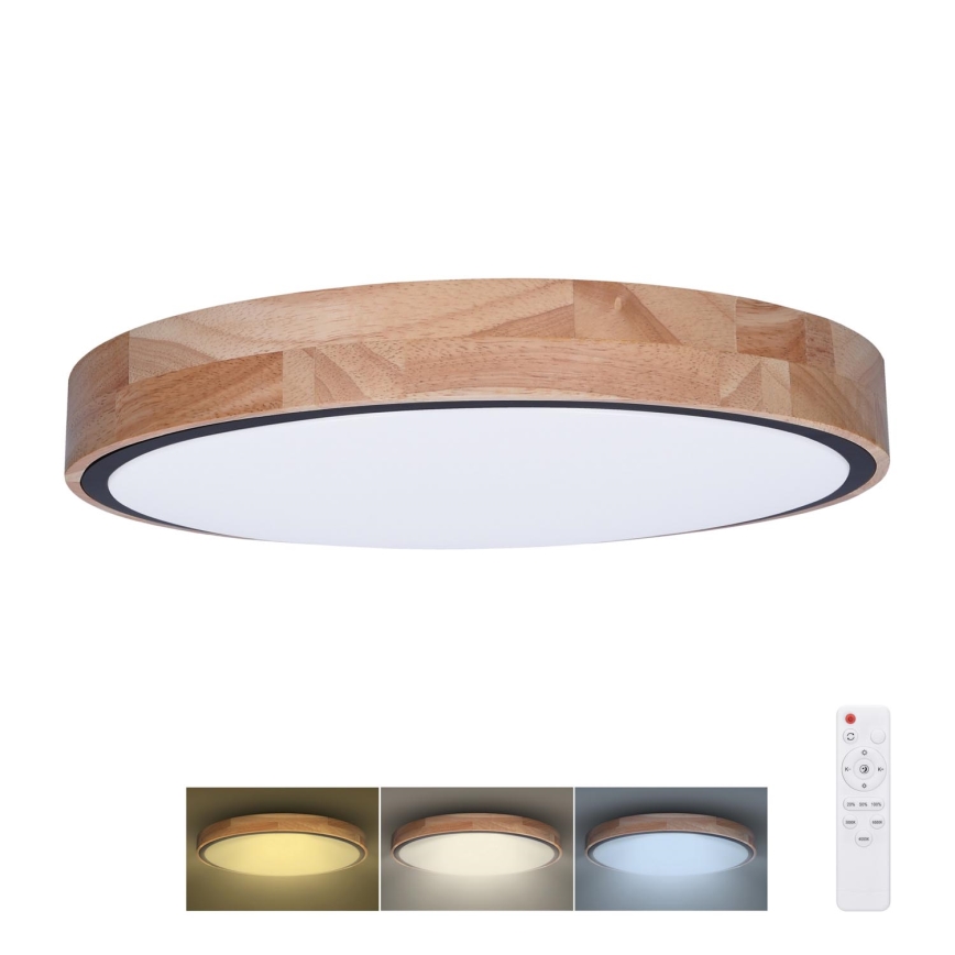 Himmennettävä LED-kattovalaisin IRON OAK LED/48W/230V 3000-6500K tammi halkaisija 40 cm + kauko-ohjaus