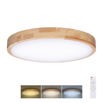 Himmennettävä LED-kattovalaisin SOLID OAK LED/48W/230V 3000-6500K tammi halkaisija 39 cm + kauko-ohjaus