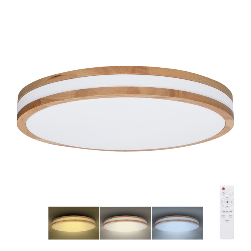 Himmennettävä LED-kattovalaisin WOODY LED/48W/230V 3000-6500K tammi halkaisija 38 cm + kauko-ohjaus