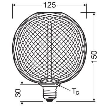 Himmennettävä LED-polttimo DECOR  FILAMENT G125 E27/3,5W/230V 1800K musta - Osram