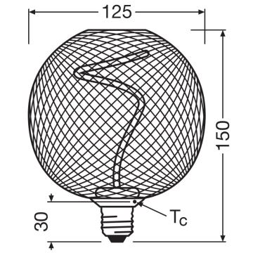 Himmennettävä LED-polttimo DECOR FILAMENT G125 E27/3,5W/230V 1800K musta - Osram