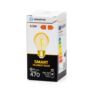 Himmennettävä LED-polttimo FILAMENT G45 E27/4,5W/230V 2700-6500K Wi-Fi - Aigostar