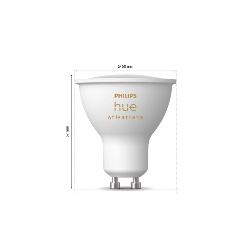 Himmennettävä LED-polttimo Philips Hue WHITE AMBIANCE GU10/4,2W/230V 2200-6500K