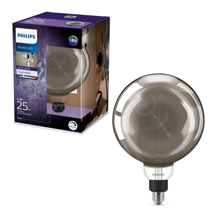 Himmennettävä LED-polttimo SMOKY VINTAGE Philips G200 E27/6,5W/230V 4000K