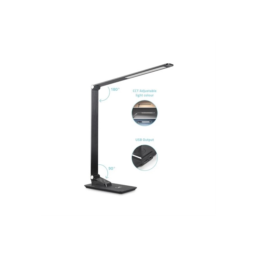 Himmennettävä LED-pöytävalaisin kanssa USB LED/7W/230V 3000K/4000K/5500K musta