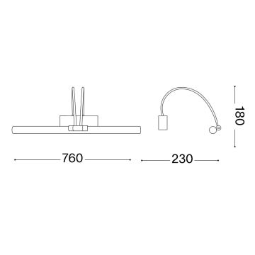 Ideal Lux - LED-kuvavalo BOW LED/8W/230V 76 cm kulta