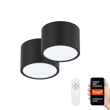 Immax Neo 07023L-15BD - Setti 2x Himmennettävä LED-kattovalaisin RONDATE musta 2xLED/12W/230V + kauko-ohjaus Tuya