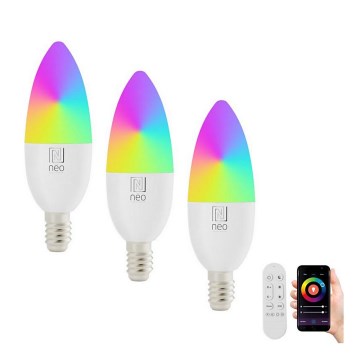 Immax NEO 07716CDO - SETTI 3x LED RGB+CCT Himmennettävä lamppu E14/6W/230V Wi-Fi Tuya + kauko-ohjaus