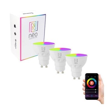 Immax NEO 07724C - SETTI 3x LED RGB+CCT Himmennettävä lamppu GU10/6W/230V 2700K Wi-Fi Tuya