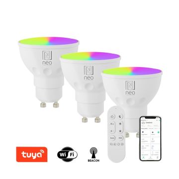 Immax NEO 07724CDO - SETTI 3x LED RGB+CCT Himmennettävä lamppu GU10/6W/230V 2700-6500K Wi-Fi Tuya + kauko-ohjaus