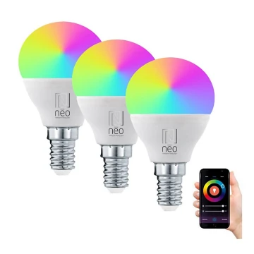 Immax NEO 07745C - SETTI 3x LED RGB+CCT Himmennettävä lamppu E14/6W/230V 2700-6500K Wi-Fi Tuya