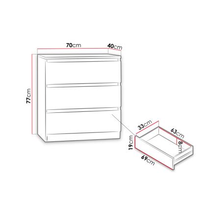 Kaappi MALWA 77x70 cm valkoinen