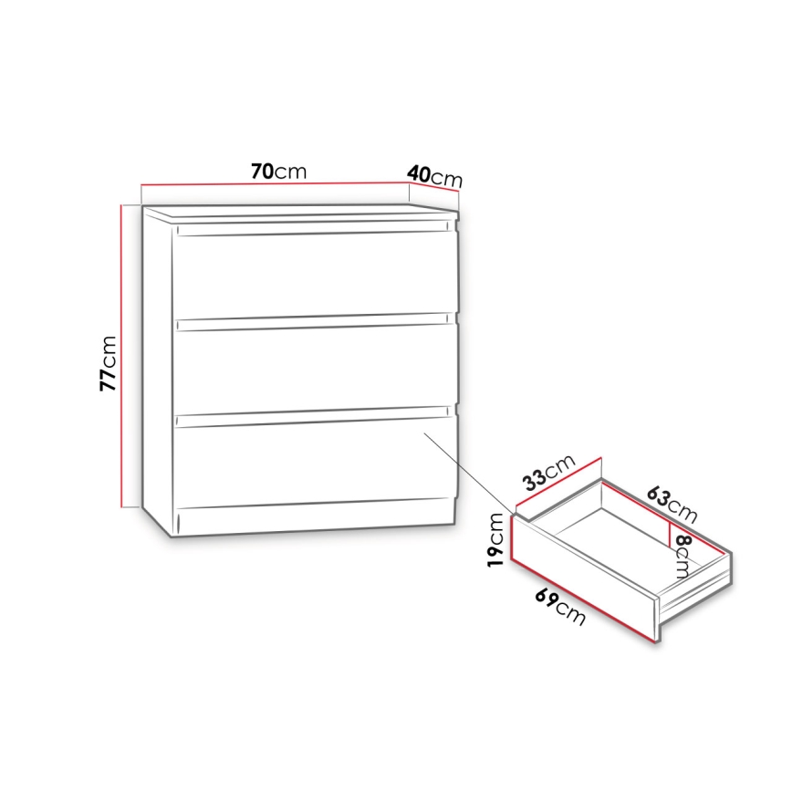 Kaappi MALWA 77x70 cm valkoinen