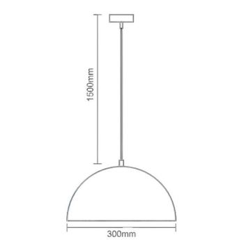 Kattokruunu johdossa 1xE27/60W/230V halkaisija 30 cm valkoinen