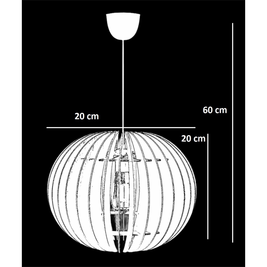 Kattokruunu johdossa 1xE27/60W/230V valkoinen halkaisija 20 cm