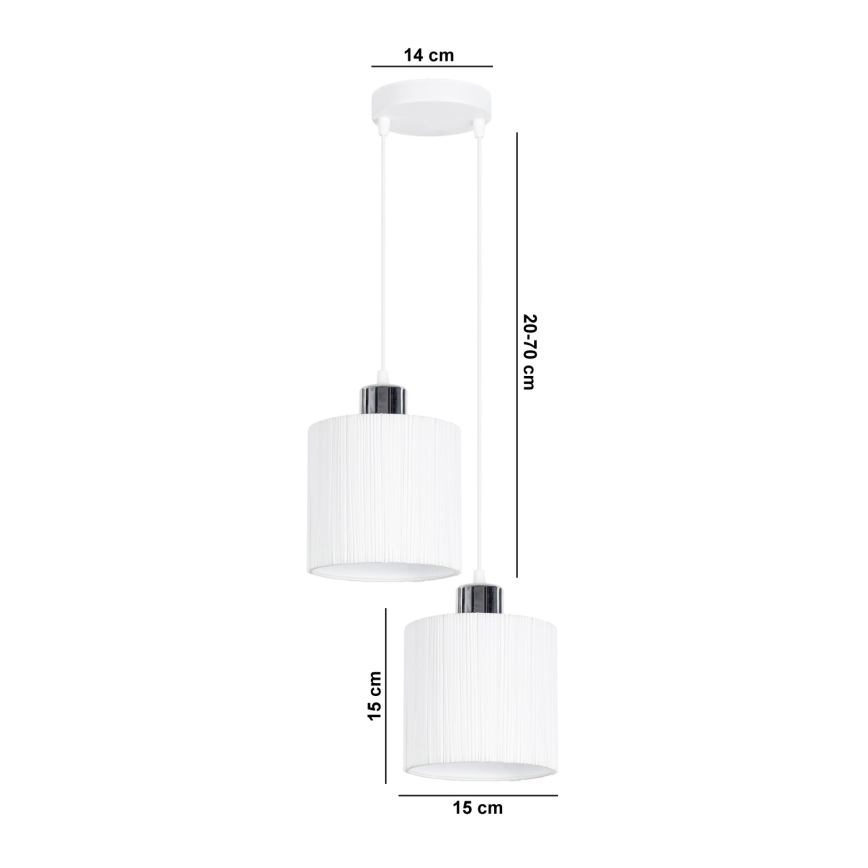 Kattokruunu johdossa BIZO 2xE27/60W/230V valkoinen/harmaa