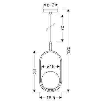 Kattokruunu johdossa CORDEL 1xG9/28W/230V kulta