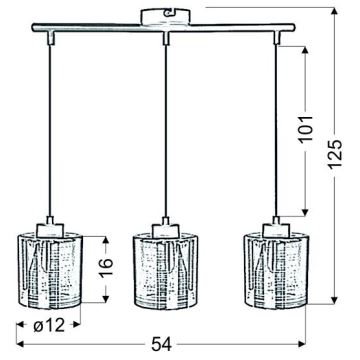 Kattokruunu johdossa COX 3xE27/60W/230V kulta