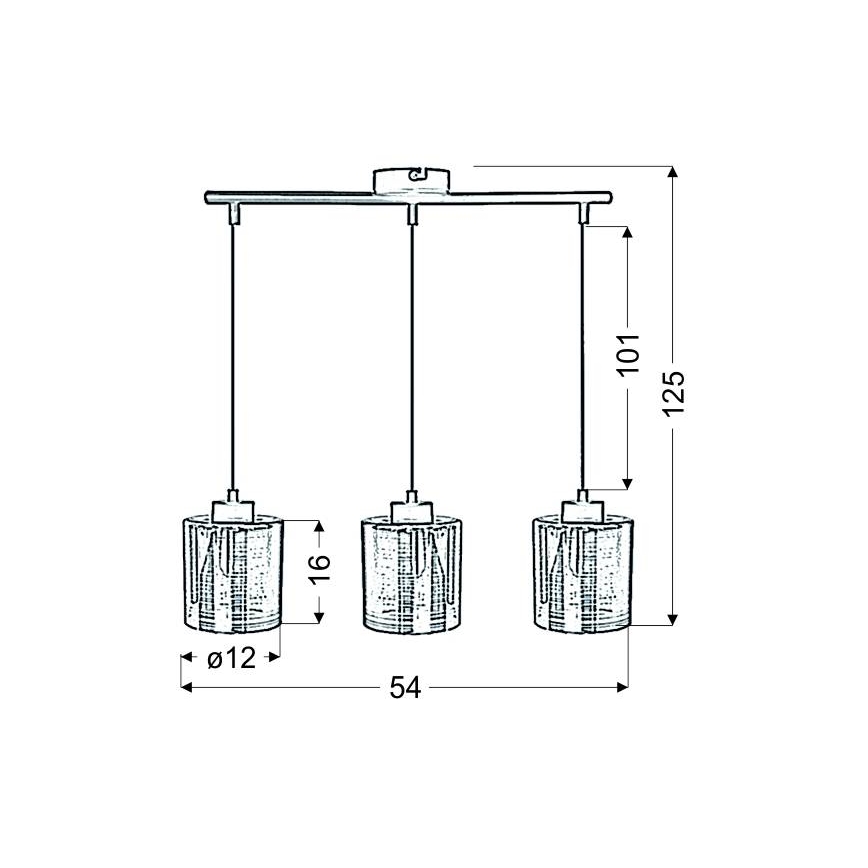 Kattokruunu johdossa COX 3xE27/60W/230V kulta