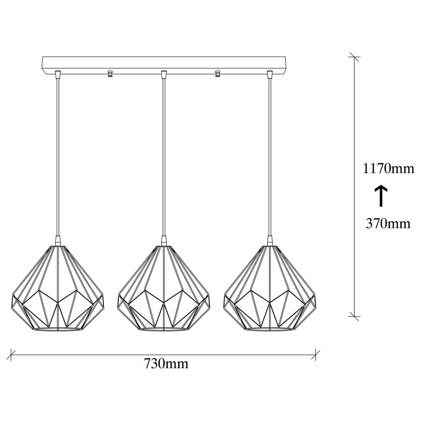 Kattokruunu johdossa DIAMOND 3xE27/100W/230V