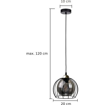 Kattokruunu johdossa SOLO BLACK 1xE27/60W230V musta/kultainen