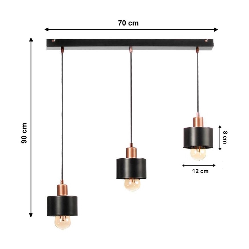 Kattokruunu narulla BODO 3xE27/60W/230V