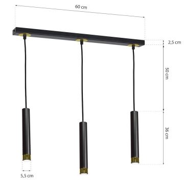 Kattokruunu narulla DANI 3xGU10/8W/230V