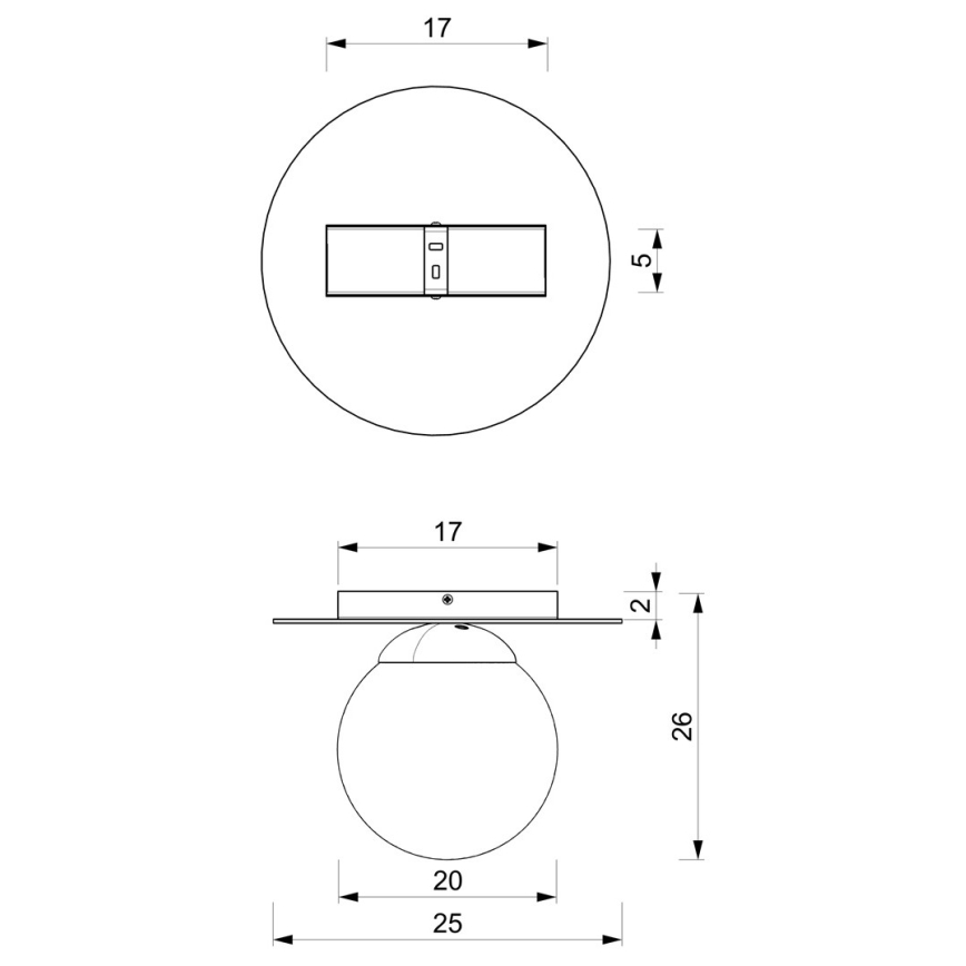 Kattovalo PLATO 1xE14/40W/230V halkaisija 25 cm