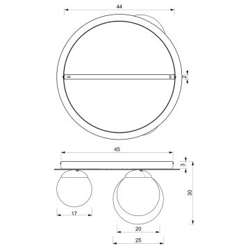 Kattovalo PLATO 2xE14/40W/230V + 1xE27/60W/230V