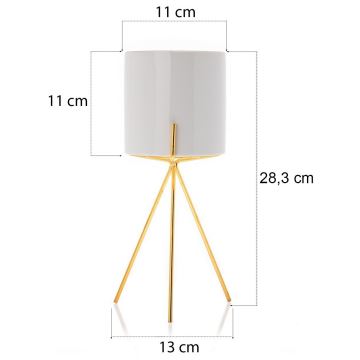 Keraaminen kukkaruukku EMMA 28,3x11 cm valkoinen/kulta