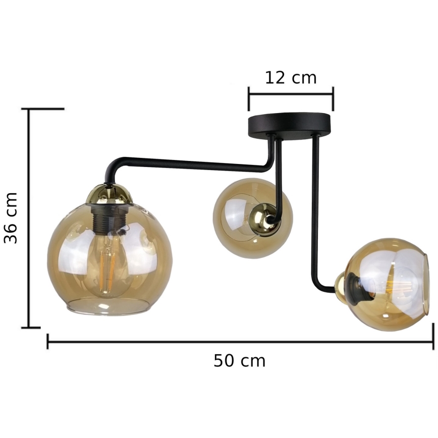 Kiinteä kattokruunu MONDE GOLD 3xE27/60W/230V