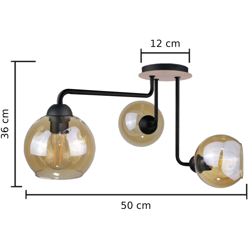 Kiinteä kattokruunu MONDE WOOD 3xE27/60W/230V