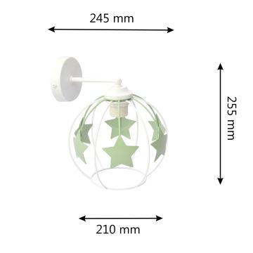 Lasten seinävalaisin STARS 1xE27/15W/230V vihreä/valkoinen