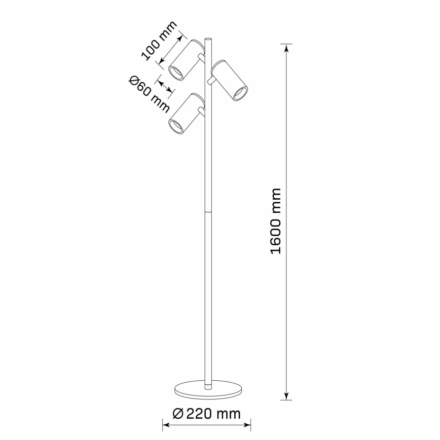 Lattialamppu MARIBEL 3xGU10/12W/230V musta