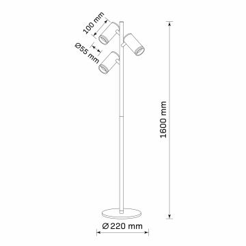 Lattialamppu PARIISI 3xGU10/12W/230V musta