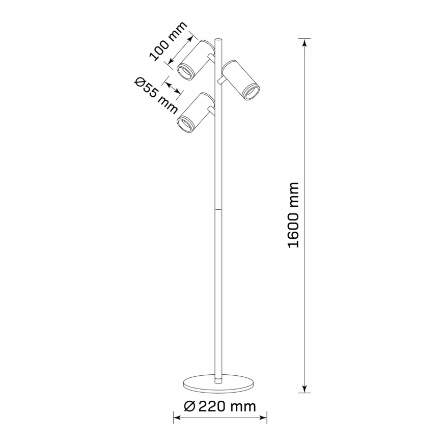 Lattialamppu PARIISI 3xGU10/12W/230V musta