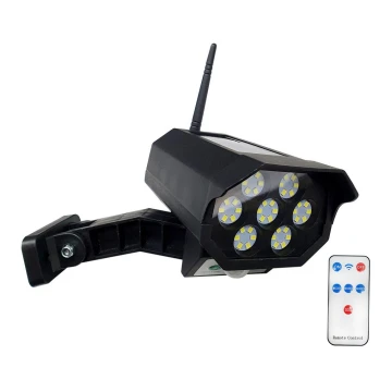 LED Aurinkokenno valvontakamera anturilla LED/3,7V IP44 musta + kauko-ohjaus