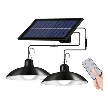 LED Himmennettävä aurinko kattokruunu johdossa 2xLED/1,8W/3,7V IP44 6500K 1200 mAh + kauko-ohjaus