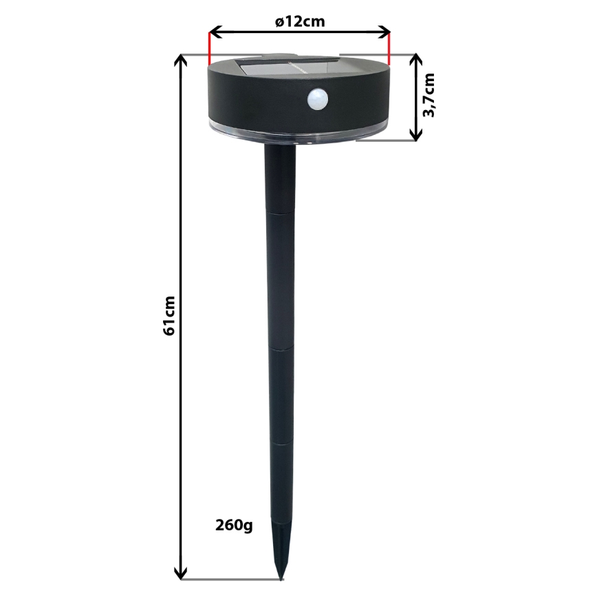 LED himmennettävä aurinkokennovalo anturilla 2in1 LED/3,7V IP44