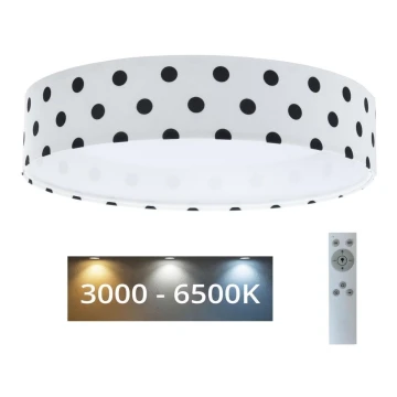 LED himmennettävä kattovalaisin SMART GALAXY KIDS LED/24W/230V 3000-6500K pisteet valkoinen/musta + kaukosäädin