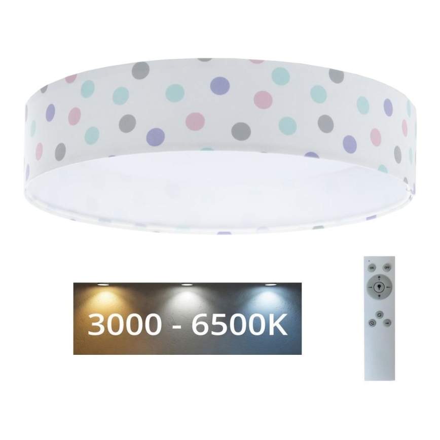 LED-himmennettävä kattovalaisin SMART GALAXY KIDS LED/24W/230V 3000-6500K pisteet värikäs + kaukosäädin