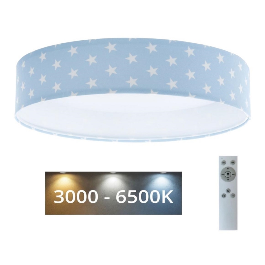 LED-himmennettävä kattovalaisin SMART GALAXY KIDS LED/24W/230V 3000-6500K tähdet sininen/valkoinen + kaukosäädin