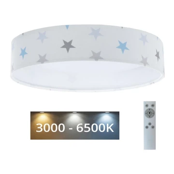 LED-himmennettävä kattovalaisin SMART GALAXY KIDS LED/24W/230V 3000-6500K tähdet valkoinen/harmaa/sininen + kaukosäädin
