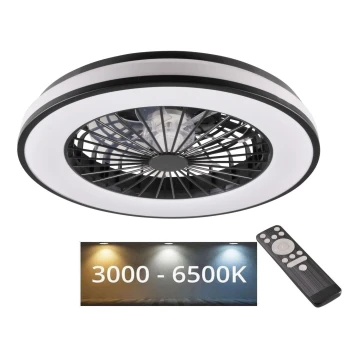 LED Himmennettävä kattovalaisin tuulettimella LED/48W/230V 3000-6500K musta + kauko-ohjaus