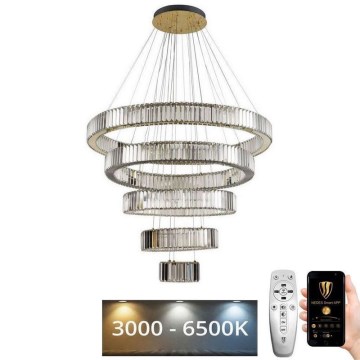 LED Himmennettävä kristalli kattokruunu johdossa LED/195W/230V 3000-6500K + kauko-ohjaus